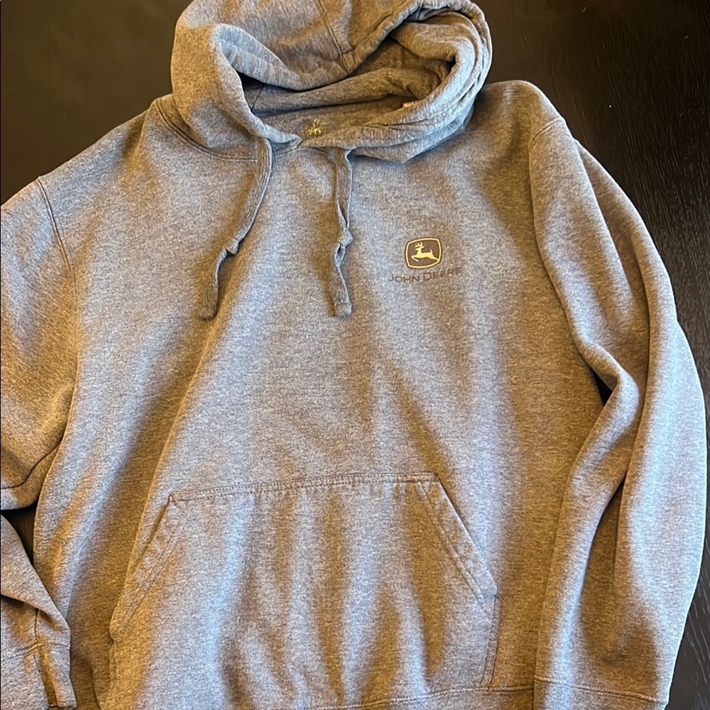 John Deere Gray Hooded Sweatshirt with Drawstrings